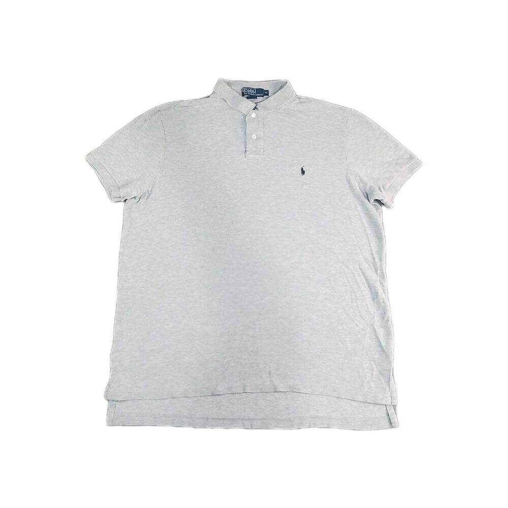 VINTAGE Polo Ralph Lauren Sz XL Shirt Mens Gray Short Sleeve Navy Pony C27-55